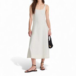 Madewell Denim Scoopneck Midi Dress in Pure White Wash Size Large